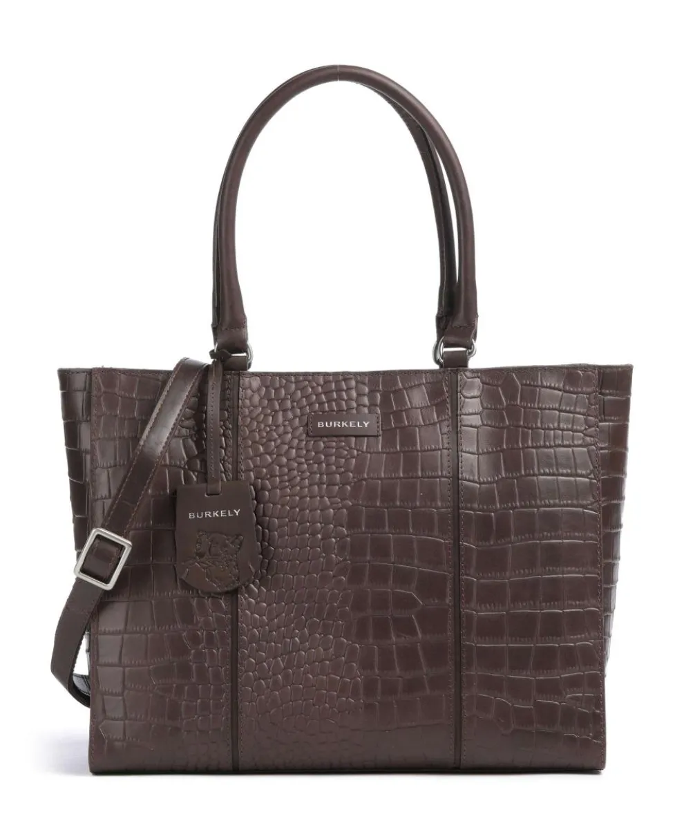 Cool Colbie Tote bag 14″ embossed leather dark brown