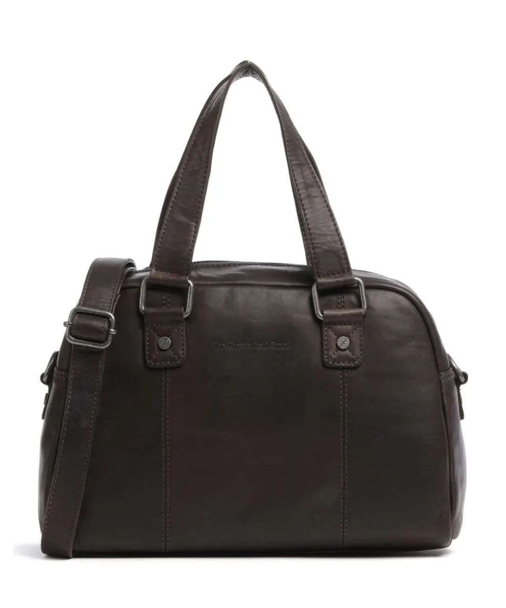 Cow Wax Pull Up Dover Handbag fine grain leather dark brown