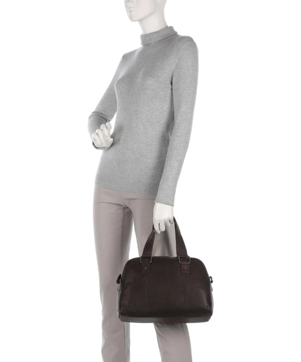 Cow Wax Pull Up Dover Handbag fine grain leather dark brown