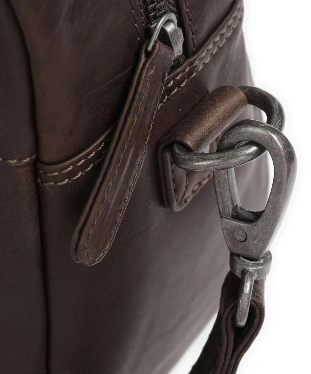 Cow Wax Pull Up Dover Handbag fine grain leather dark brown