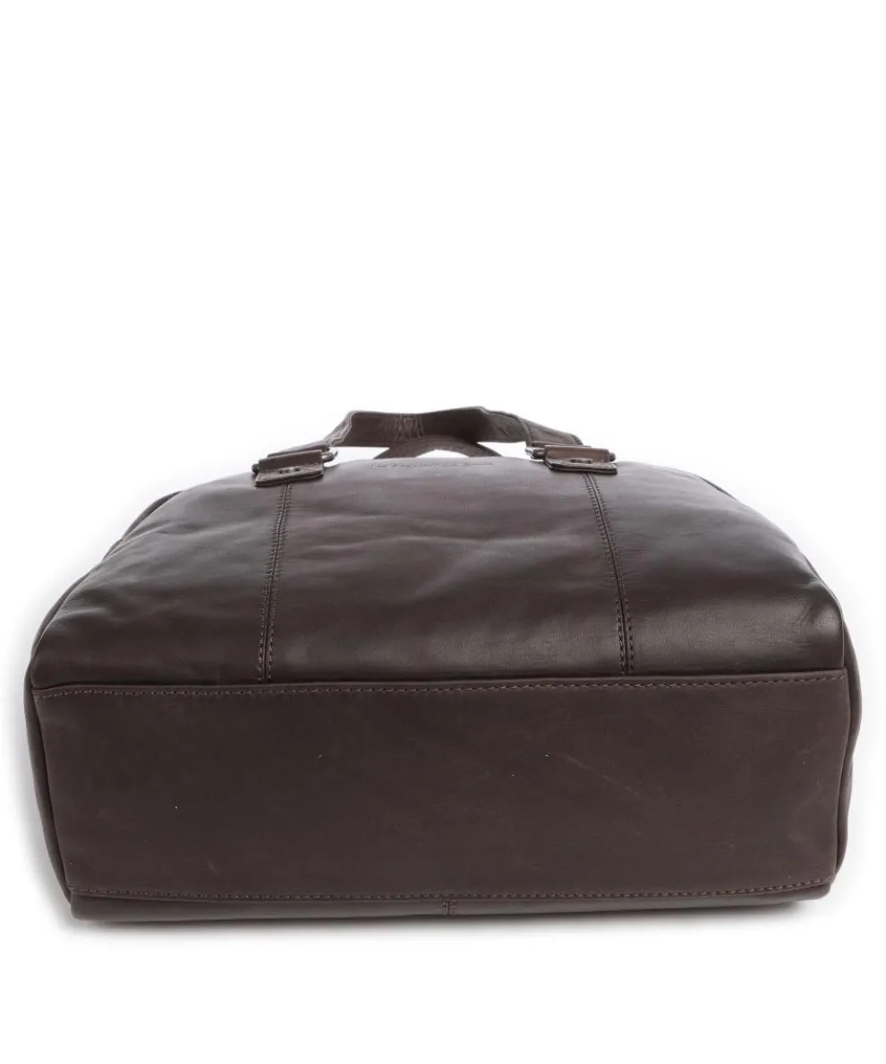 Cow Wax Pull Up Dover Handbag fine grain leather dark brown