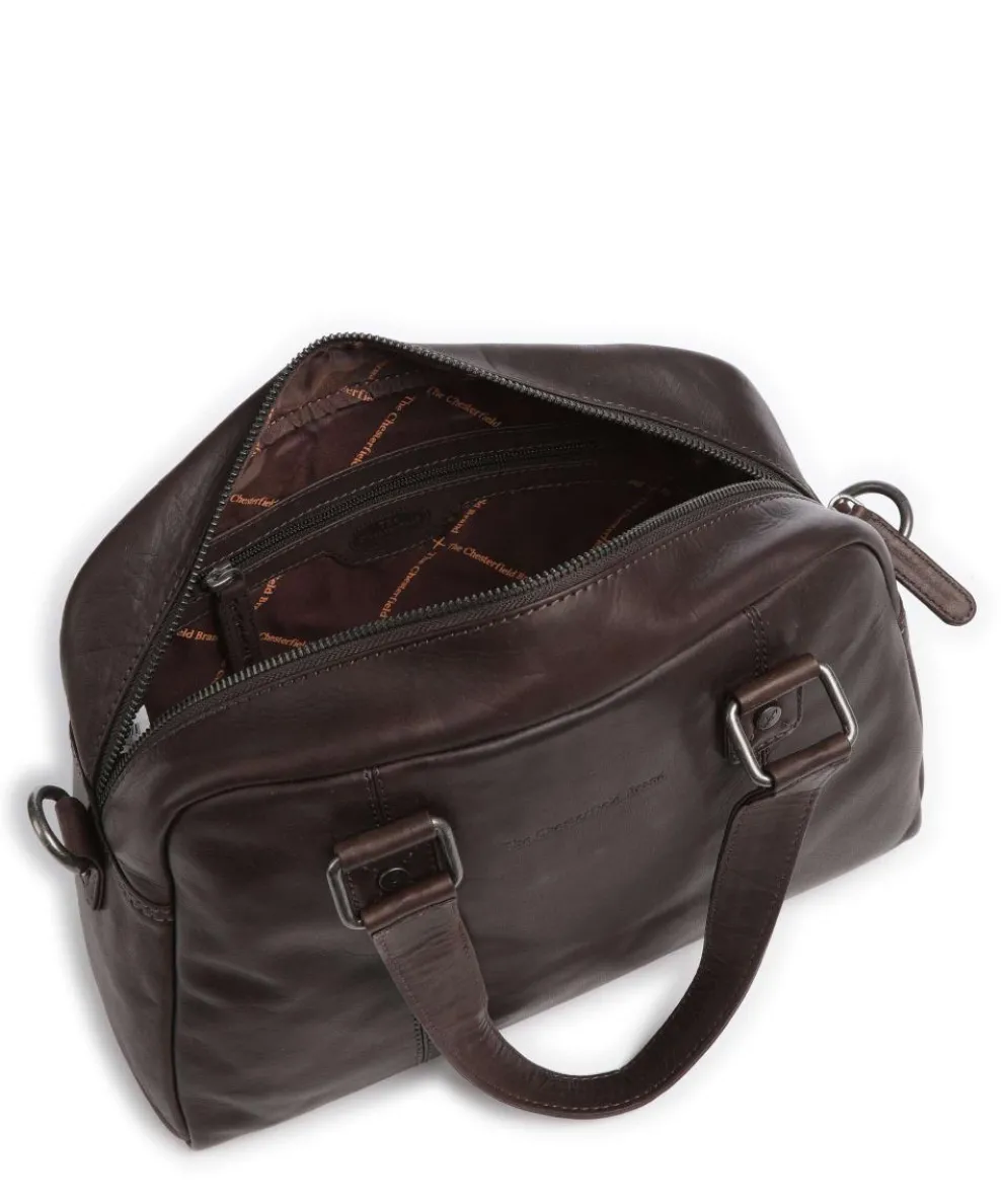 Cow Wax Pull Up Dover Handbag fine grain leather dark brown