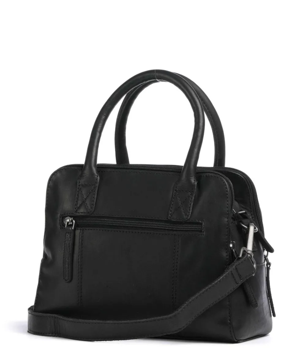 Cow Wax Pull Up Ezra Handbag cow leather black