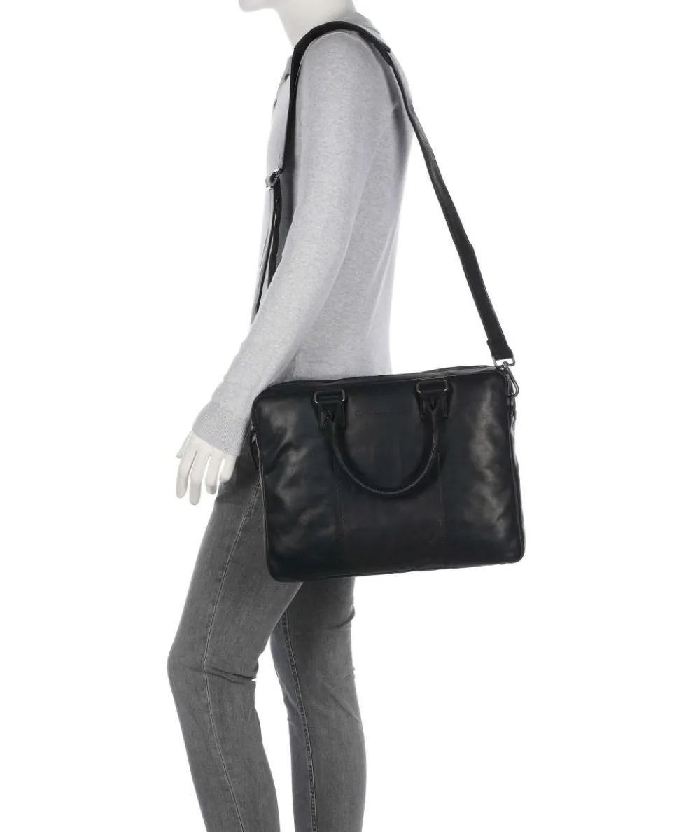 Cow Wax Pull Up Fabian Briefcase 15″ cow leather black