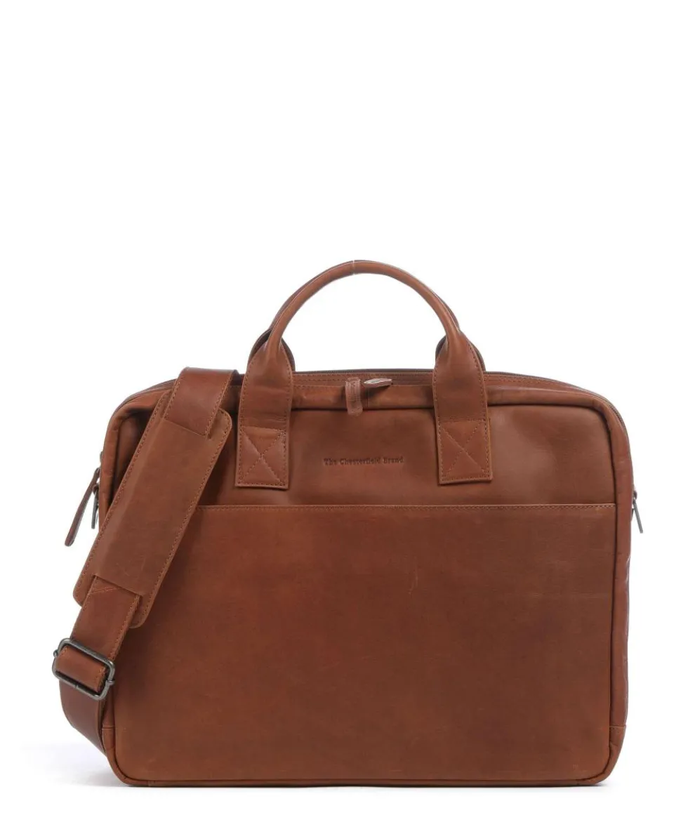 Cow Wax Pull Up Frazer Briefcase 15″ cow leather cognac