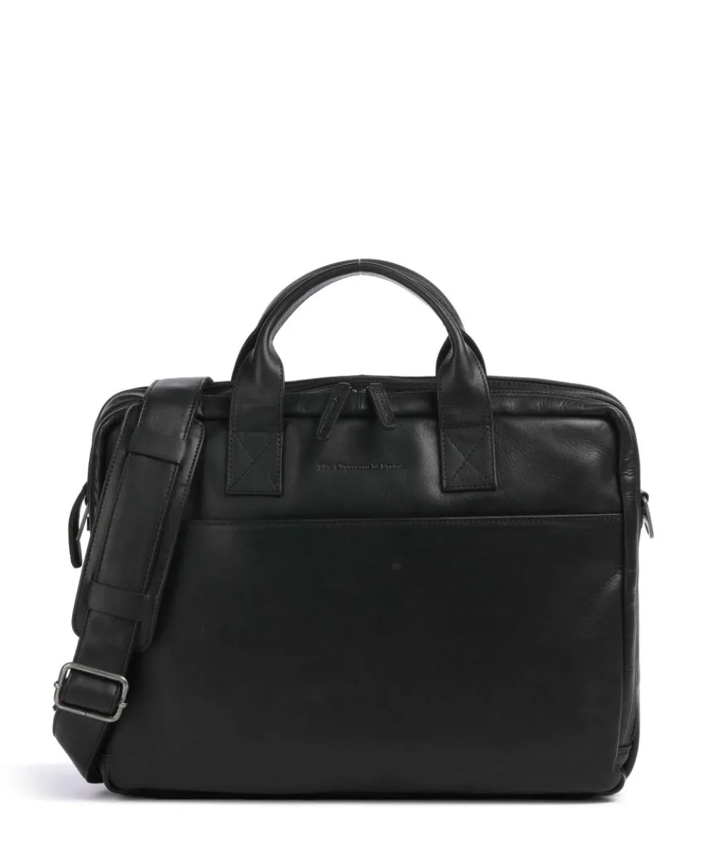 Cow Wax Pull Up Frazer Briefcase 15″ cow leather black