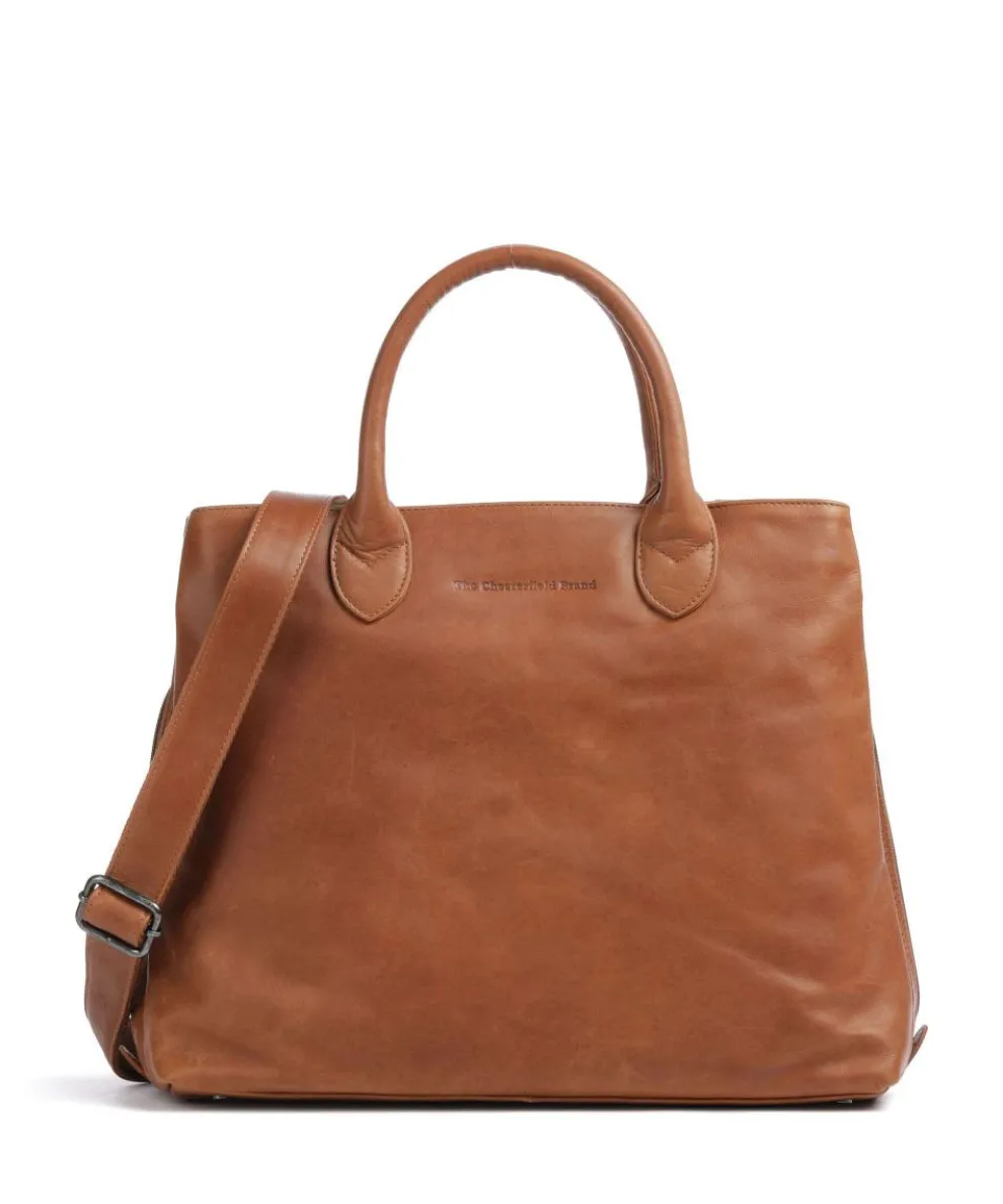 Cow Wax Pull Up Passau Handbag 10″ pull-up cow leather cognac