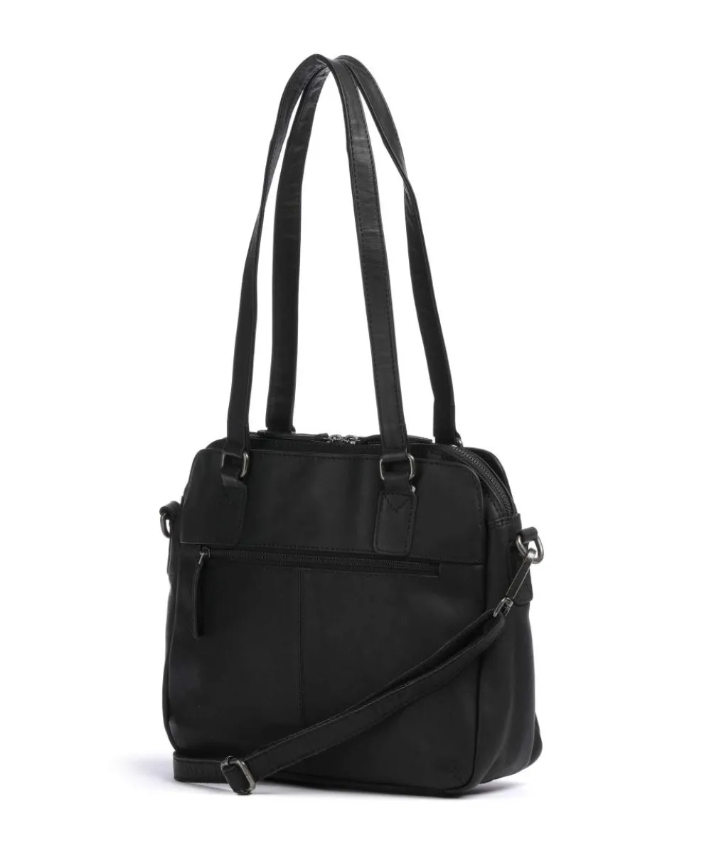 Cow Wax Pull Up Porlezza Shoulder bag 10″ pull-up cow leather black