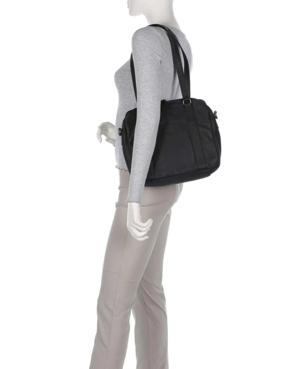 Cow Wax Pull Up Porlezza Shoulder bag 10″ pull-up cow leather black