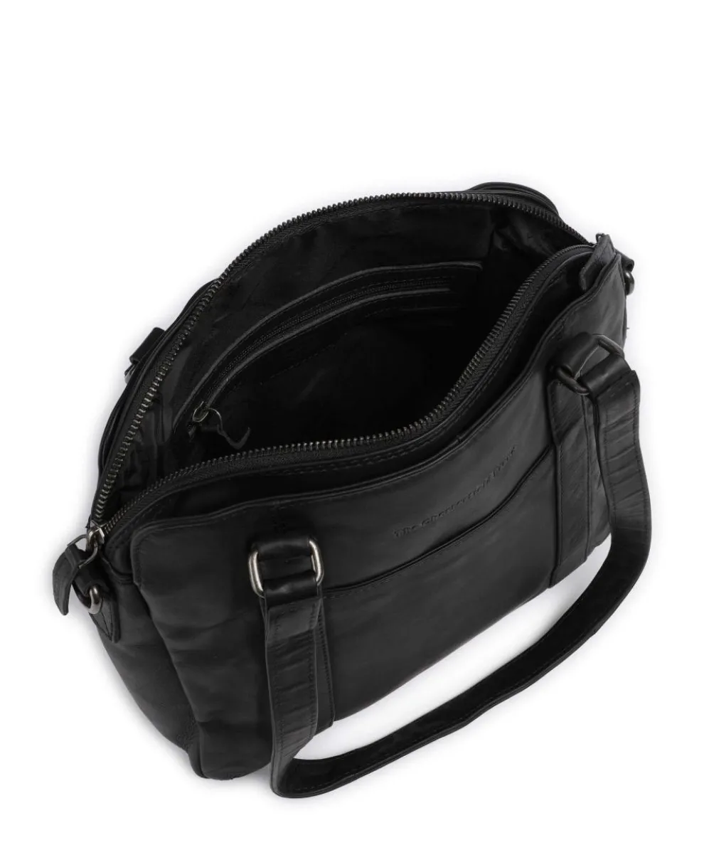 Cow Wax Pull Up Porlezza Shoulder bag 10″ pull-up cow leather black