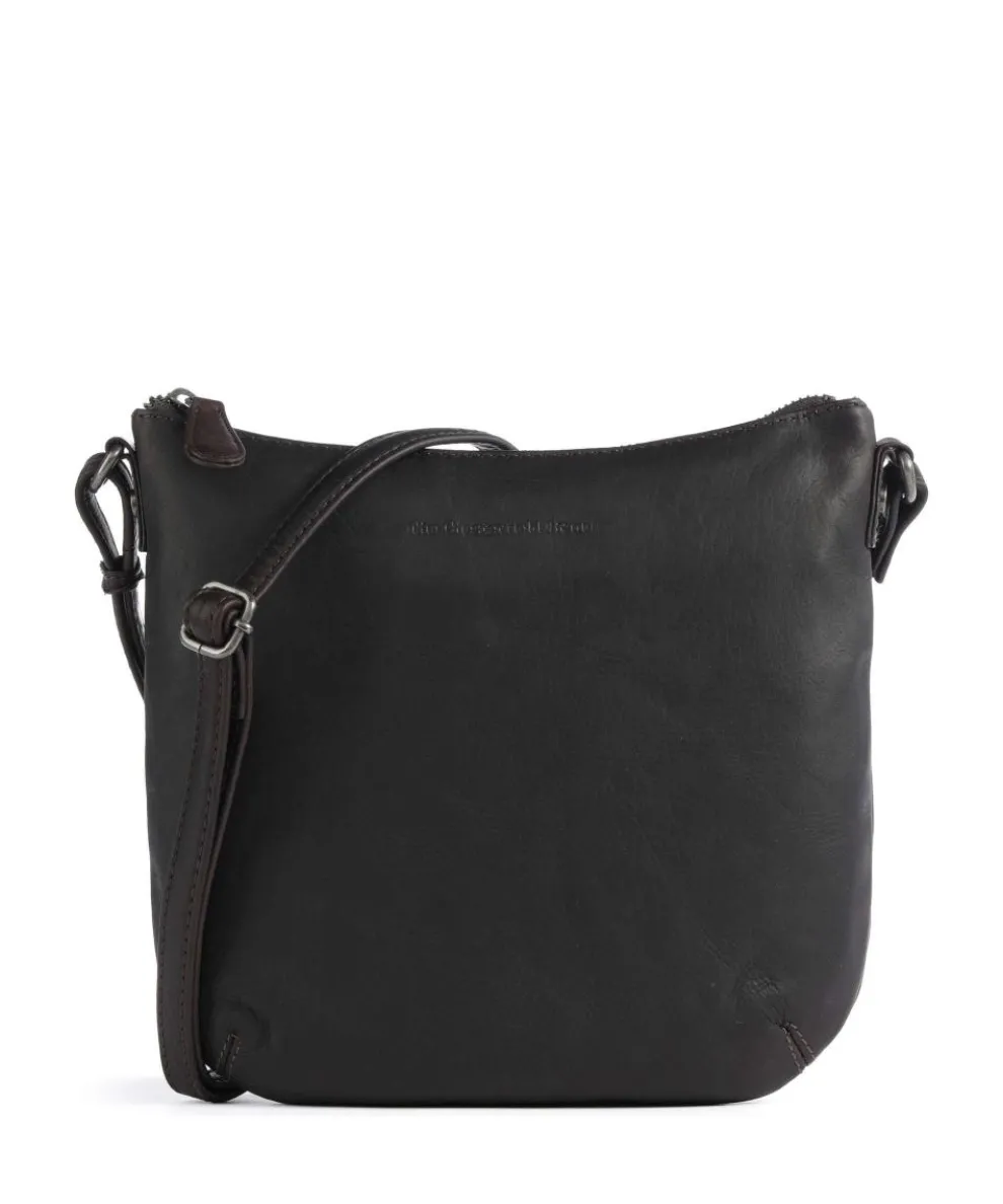 Cow Wax Pull Up Redding Crossbody bag fine grain leather dark brown