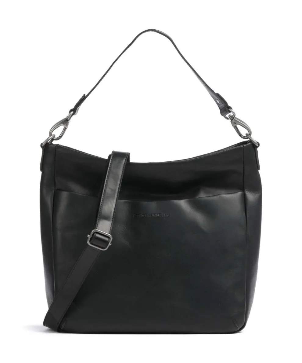 Cow Wax Pull Up Regina Hobo bag fine grain leather black