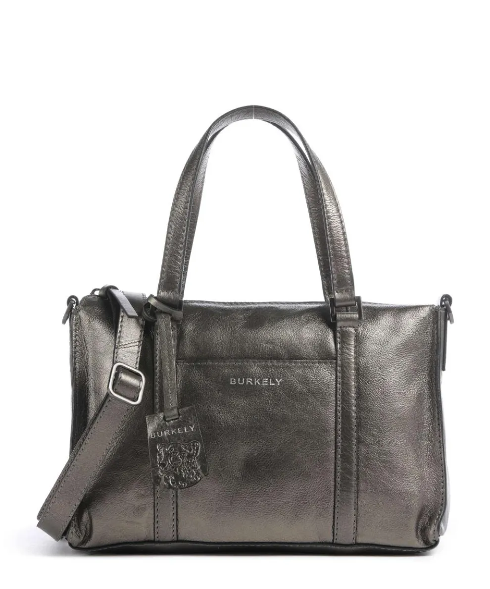 Creased Crystal Handbag fine grain leather dark grey