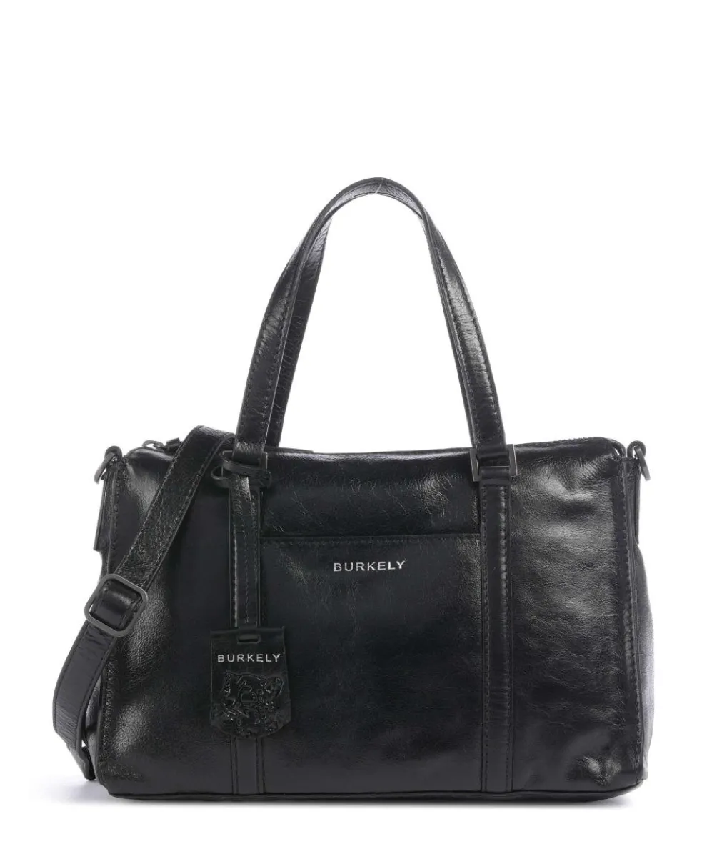 Creased Crystal Handbag fine grain leather black