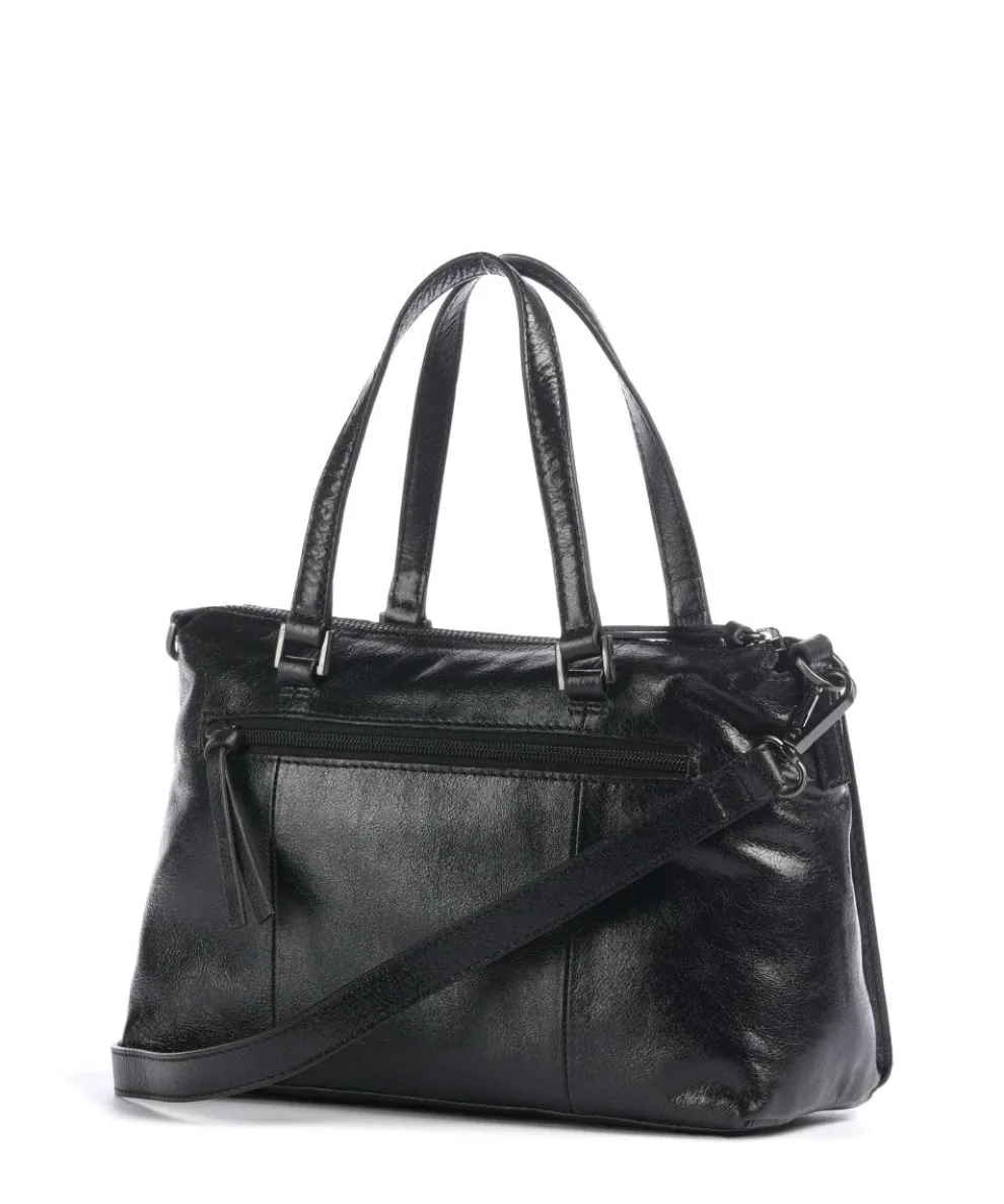 Creased Crystal Handbag fine grain leather black