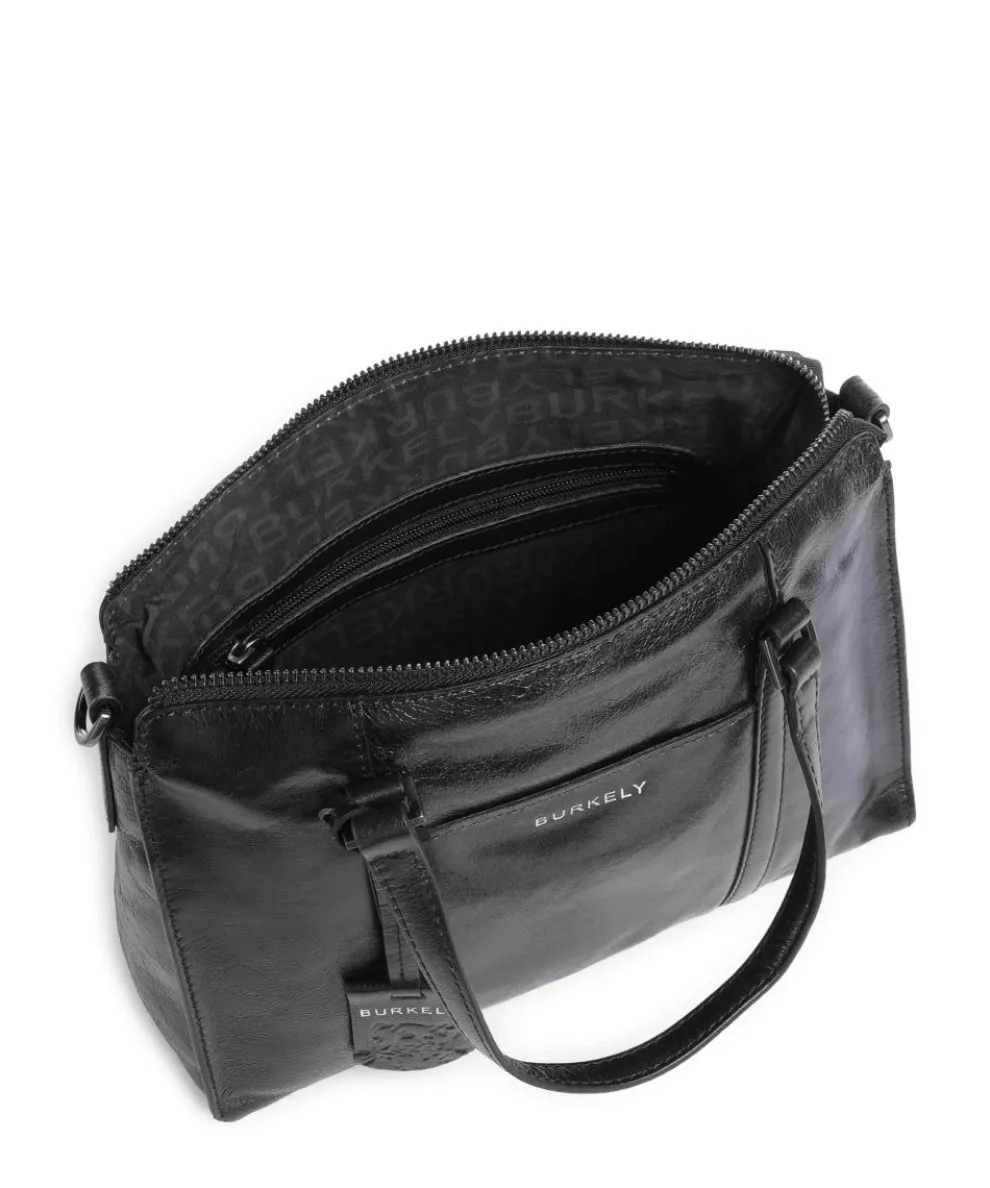 Creased Crystal Handbag fine grain leather black