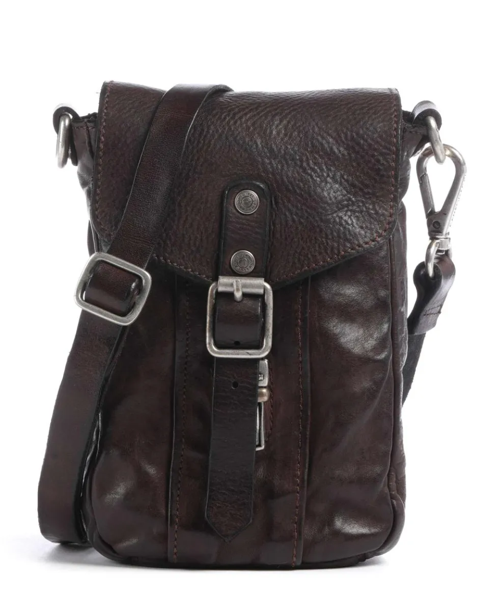 Crossbody bag fine grain cow leather dark brown
