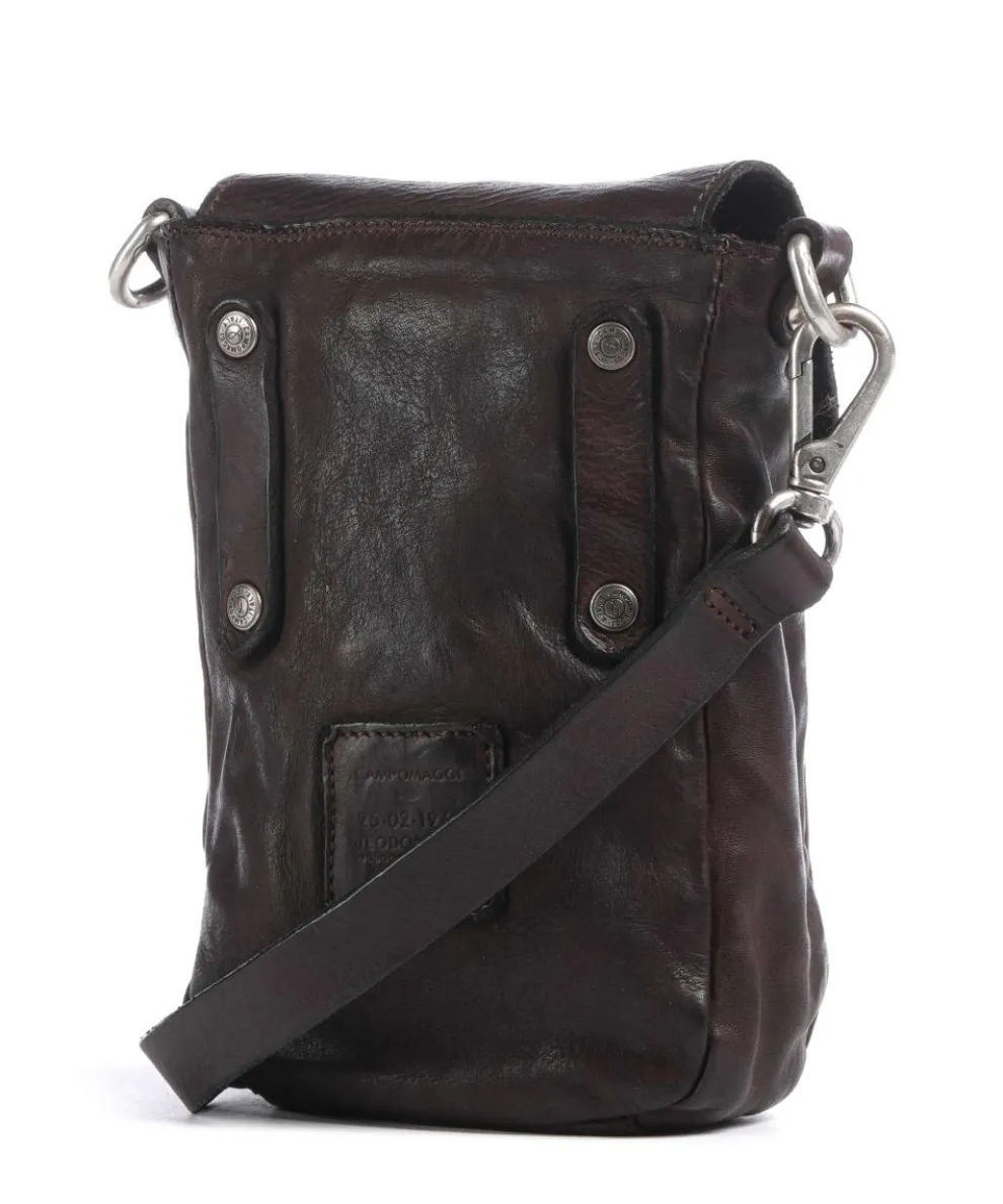 Crossbody bag fine grain cow leather dark brown