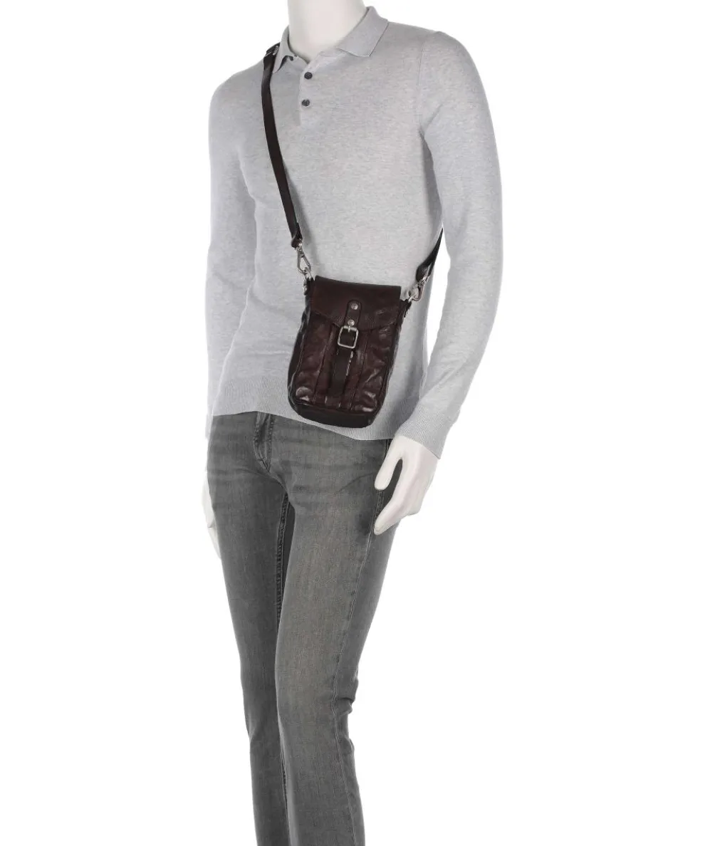 Crossbody bag fine grain cow leather dark brown