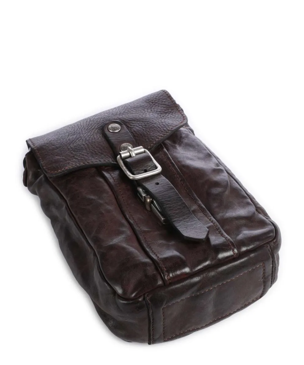 Crossbody bag fine grain cow leather dark brown