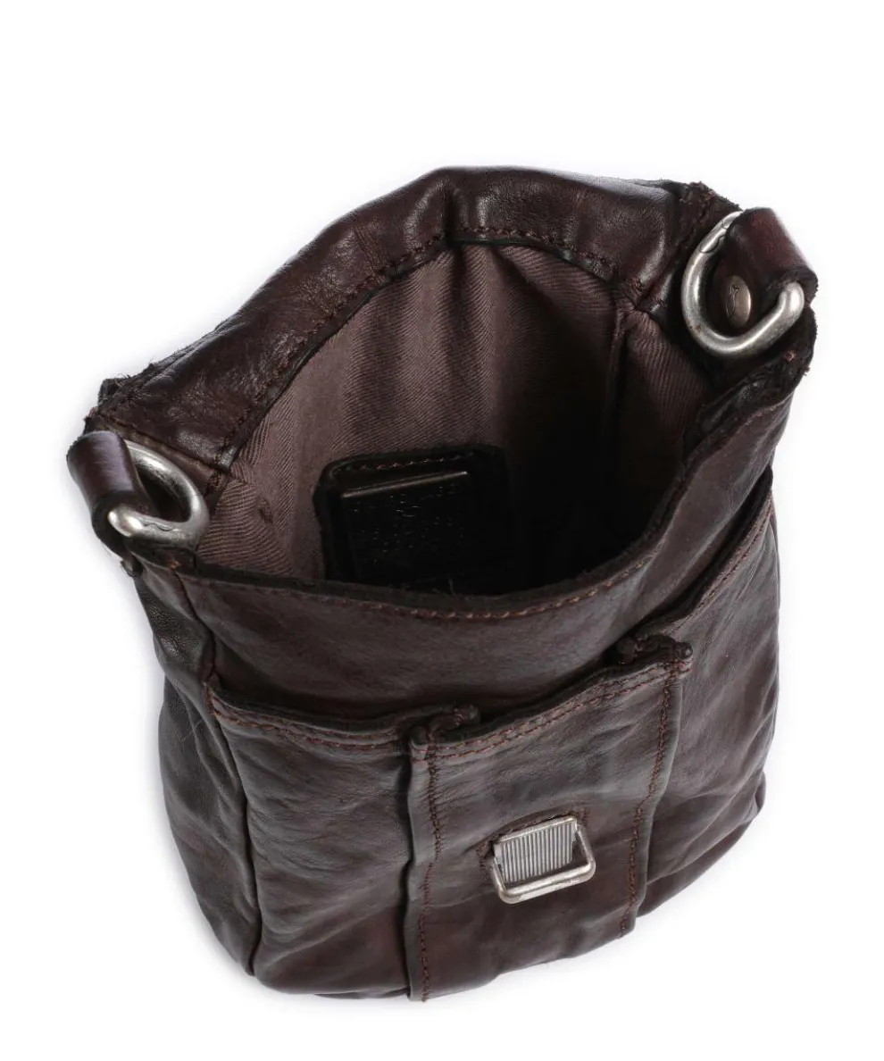 Crossbody bag fine grain cow leather dark brown