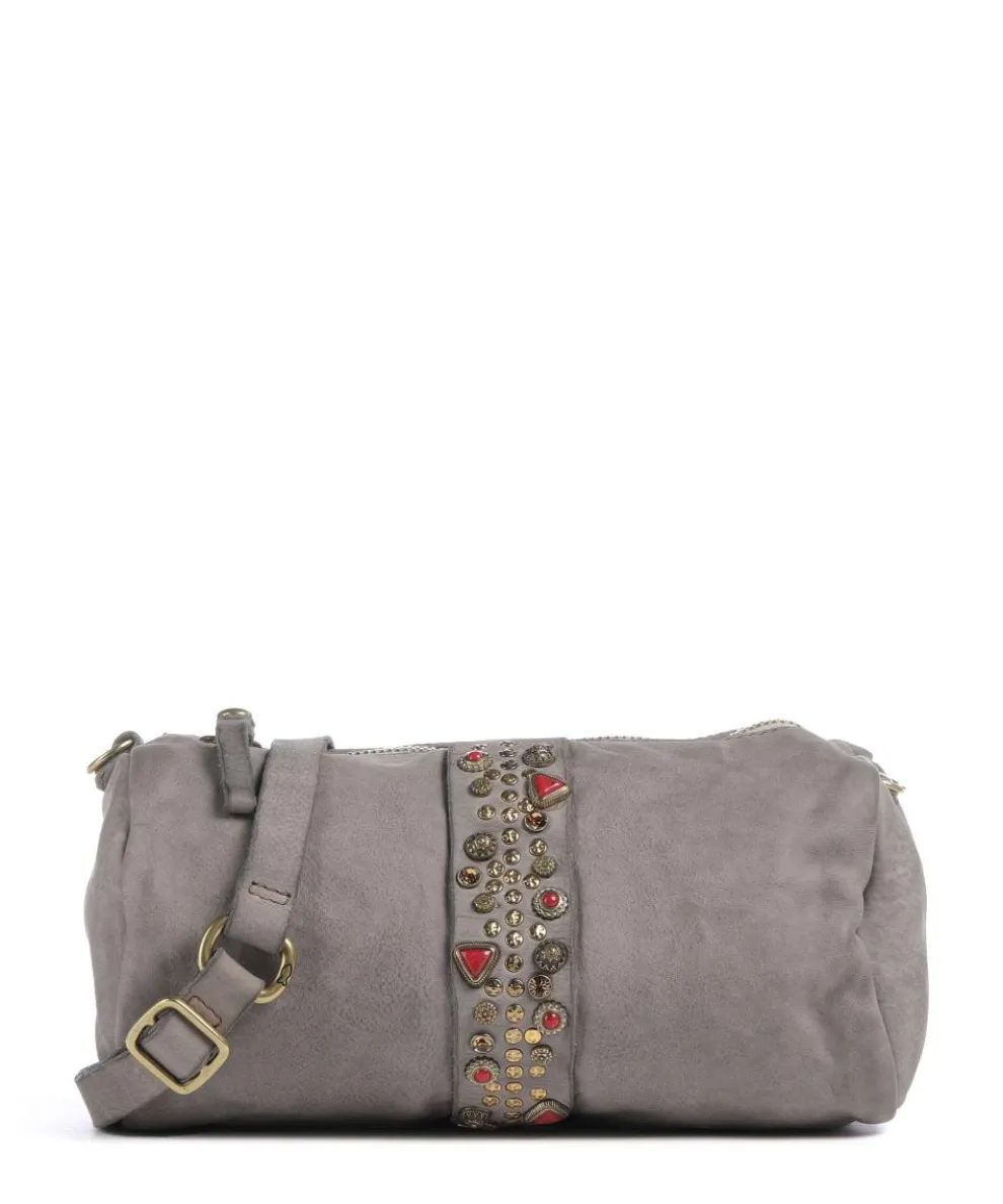 Crossbody bag fine grain cow leather grey