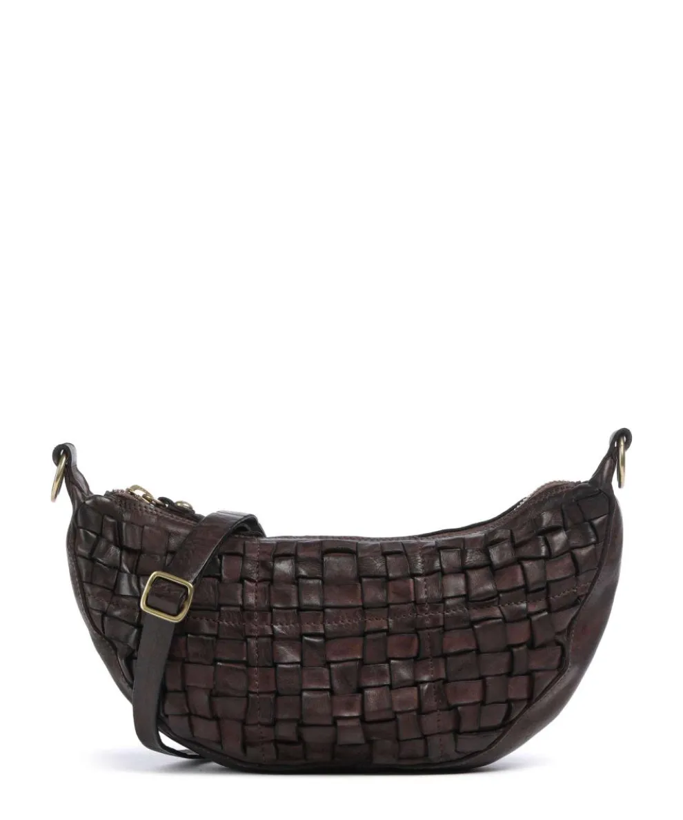 Crossbody bag fine grain cow leather dark brown