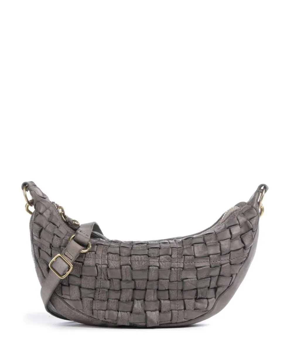Crossbody bag fine grain cow leather grey