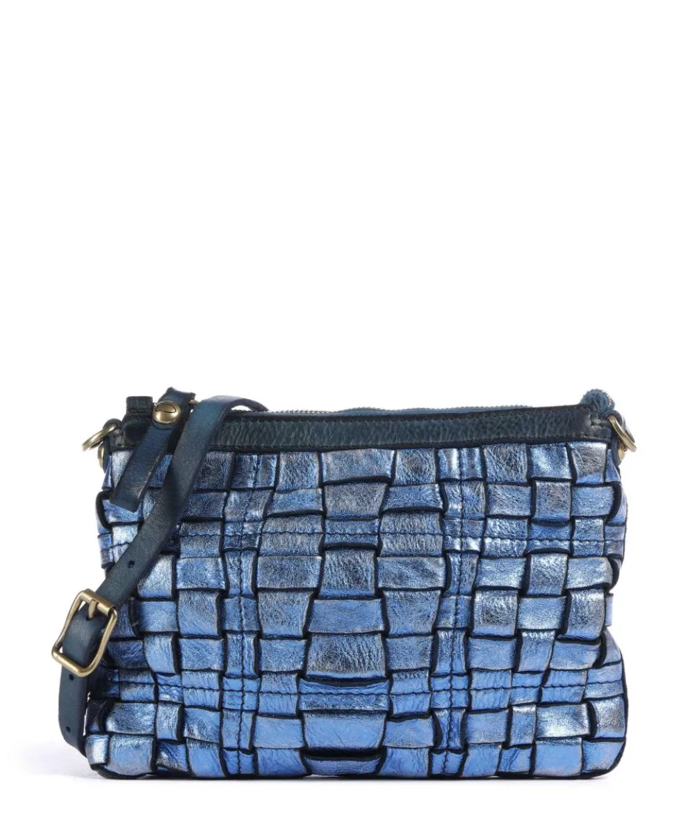 Crossbody bag fine grain cow leather blue