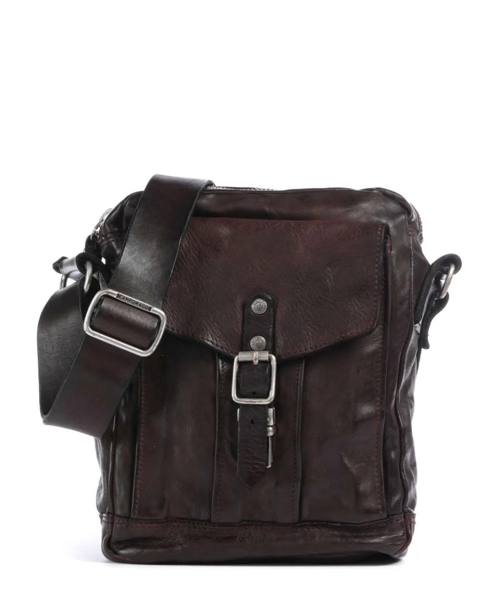 Crossbody bag fine grain cow leather dark brown