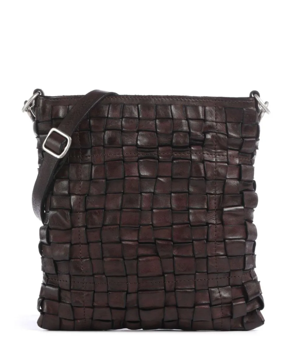 Crossbody bag fine grain cow leather dark brown