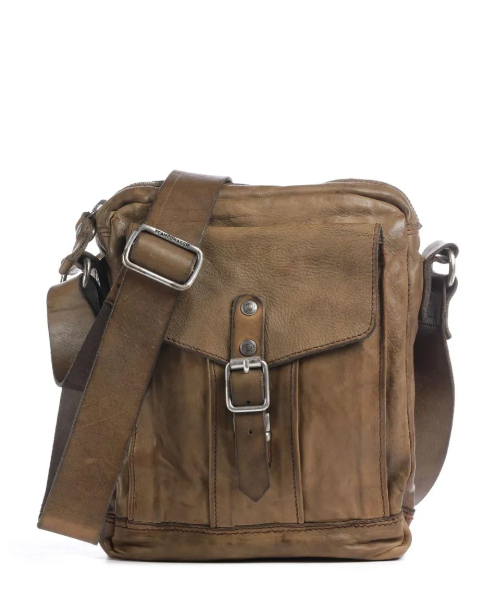 Crossbody bag fine grain cow leather olive-green