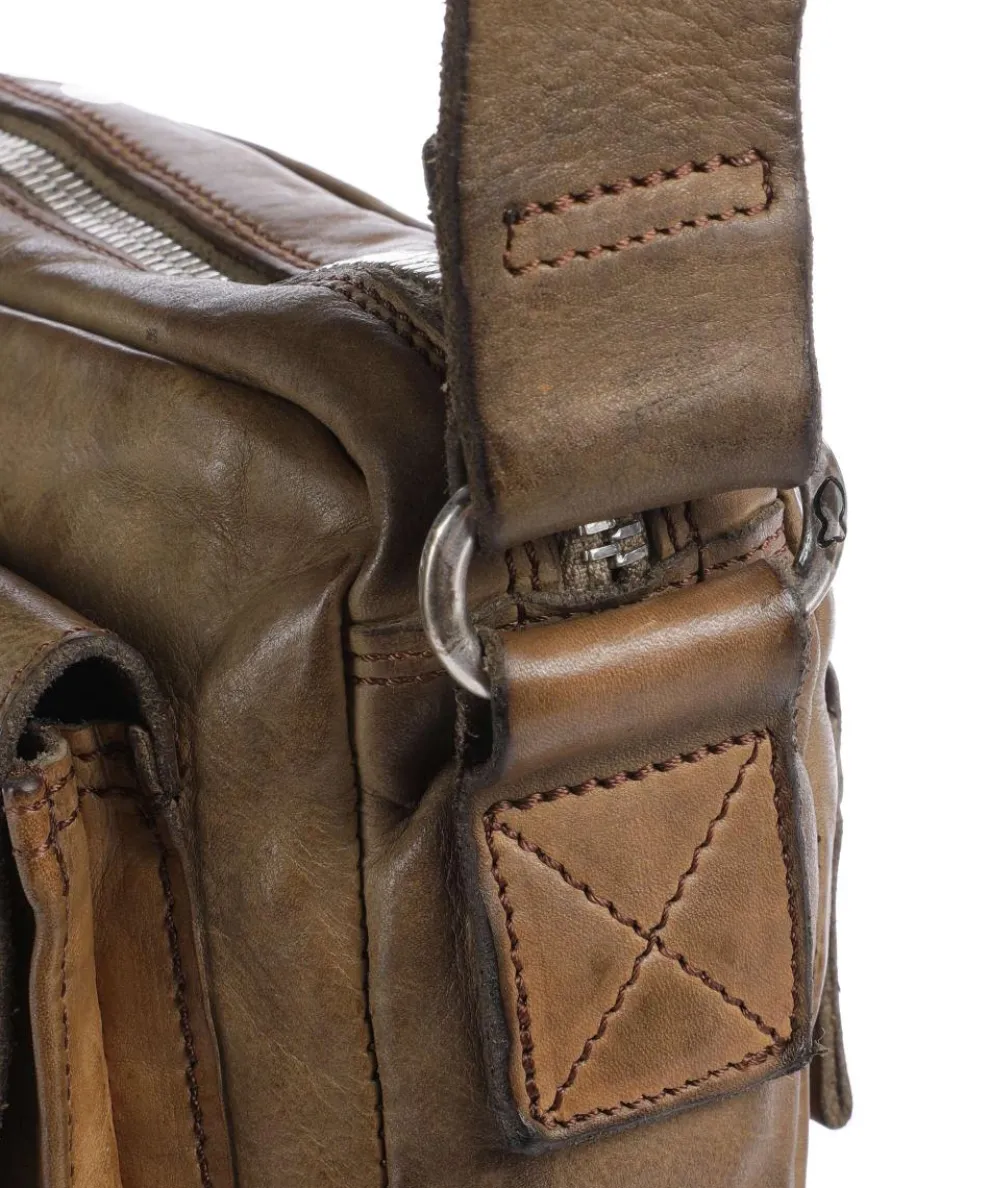 Crossbody bag fine grain cow leather olive-green