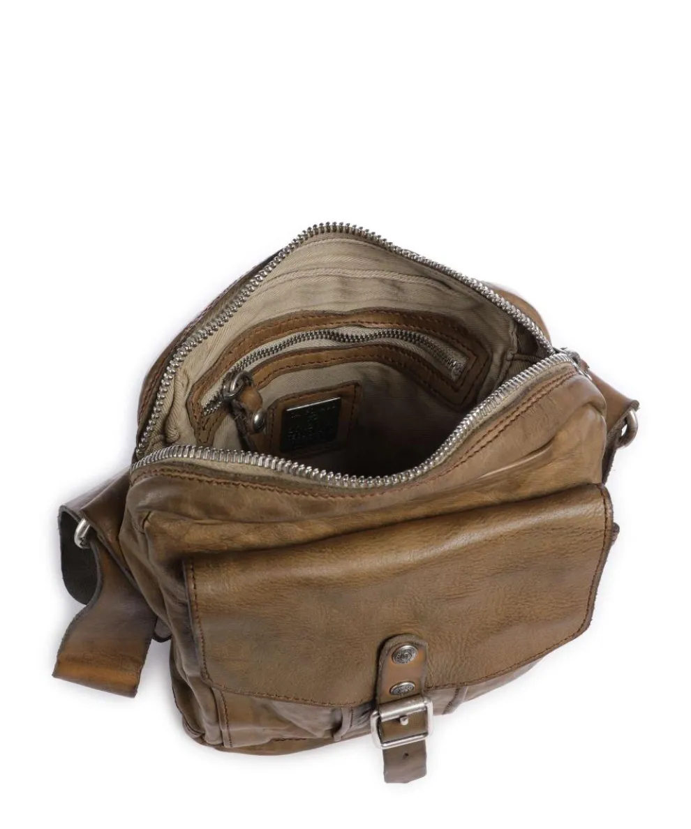 Crossbody bag fine grain cow leather olive-green