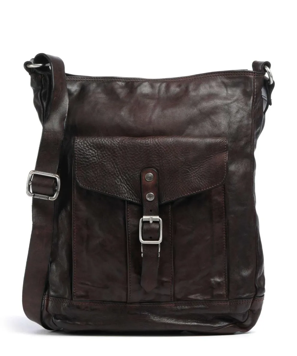 Crossbody bag fine grain cow leather dark brown