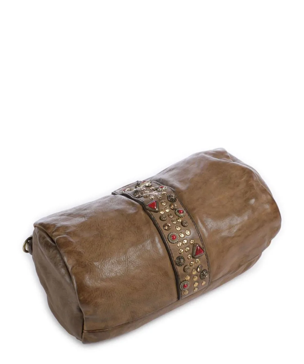 Crossbody bag fine grain cow leather olive-green