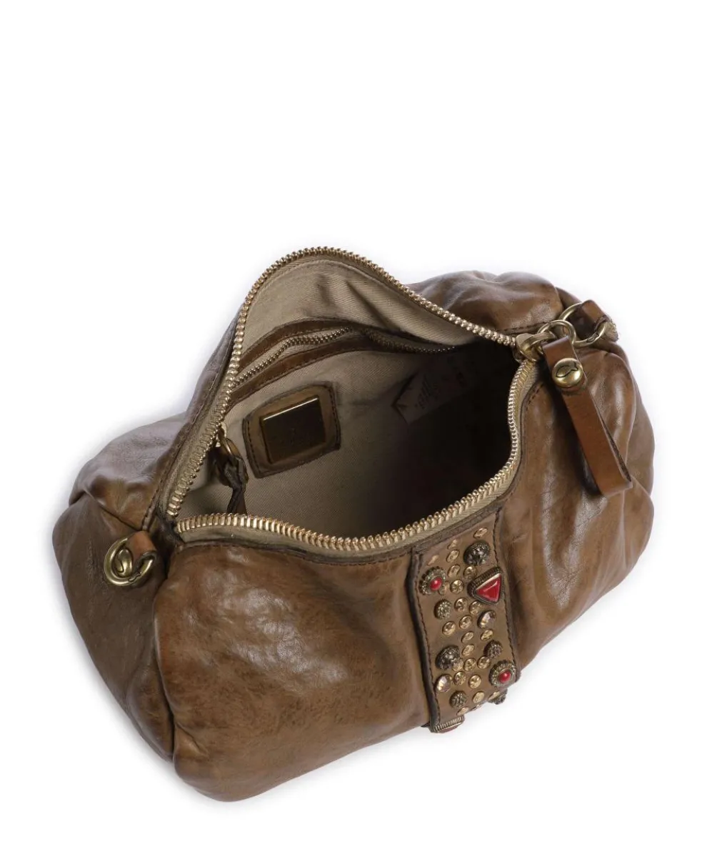 Crossbody bag fine grain cow leather olive-green