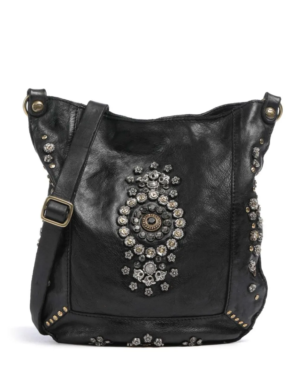 Crossbody bag fine grain cow leather black