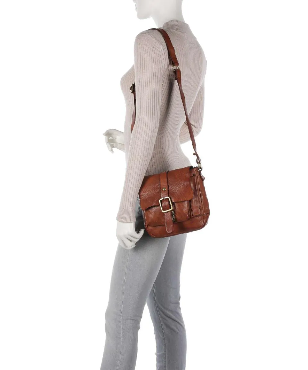 Crossbody bag fine grain cow leather cognac