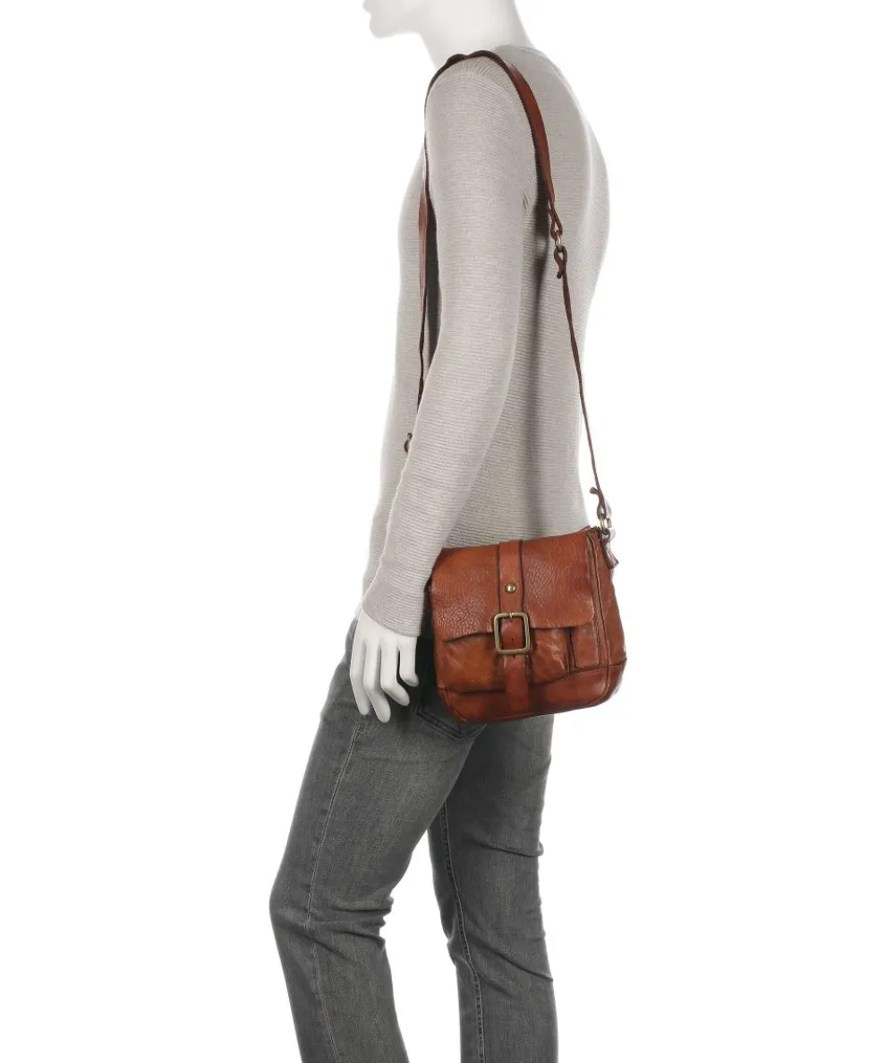 Crossbody bag fine grain cow leather cognac