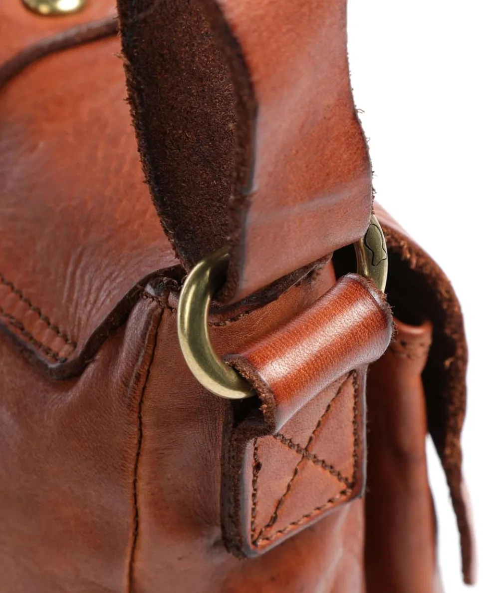 Crossbody bag fine grain cow leather cognac