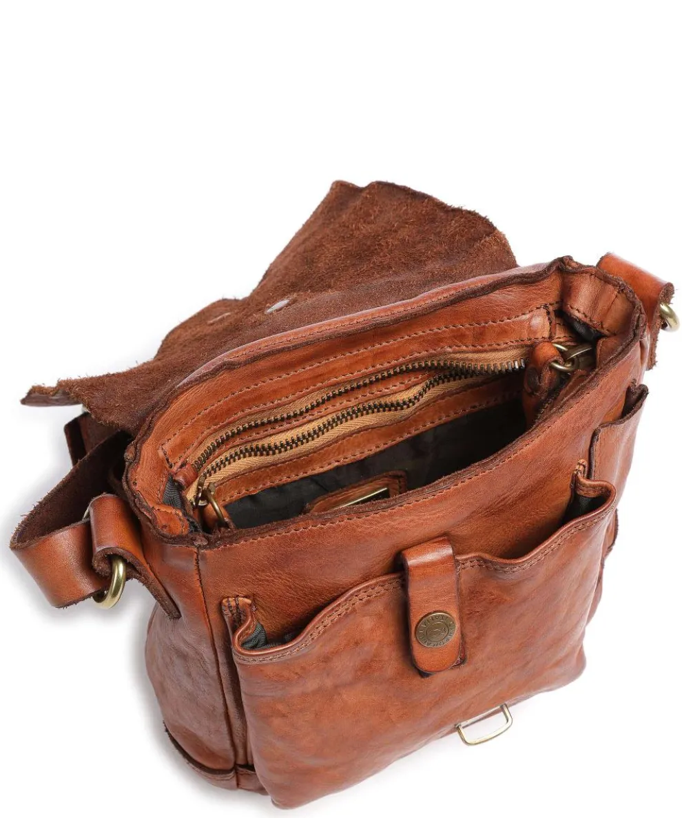 Crossbody bag fine grain cow leather cognac
