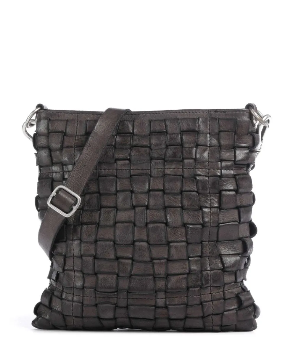 Crossbody bag fine grain cow leather dark grey