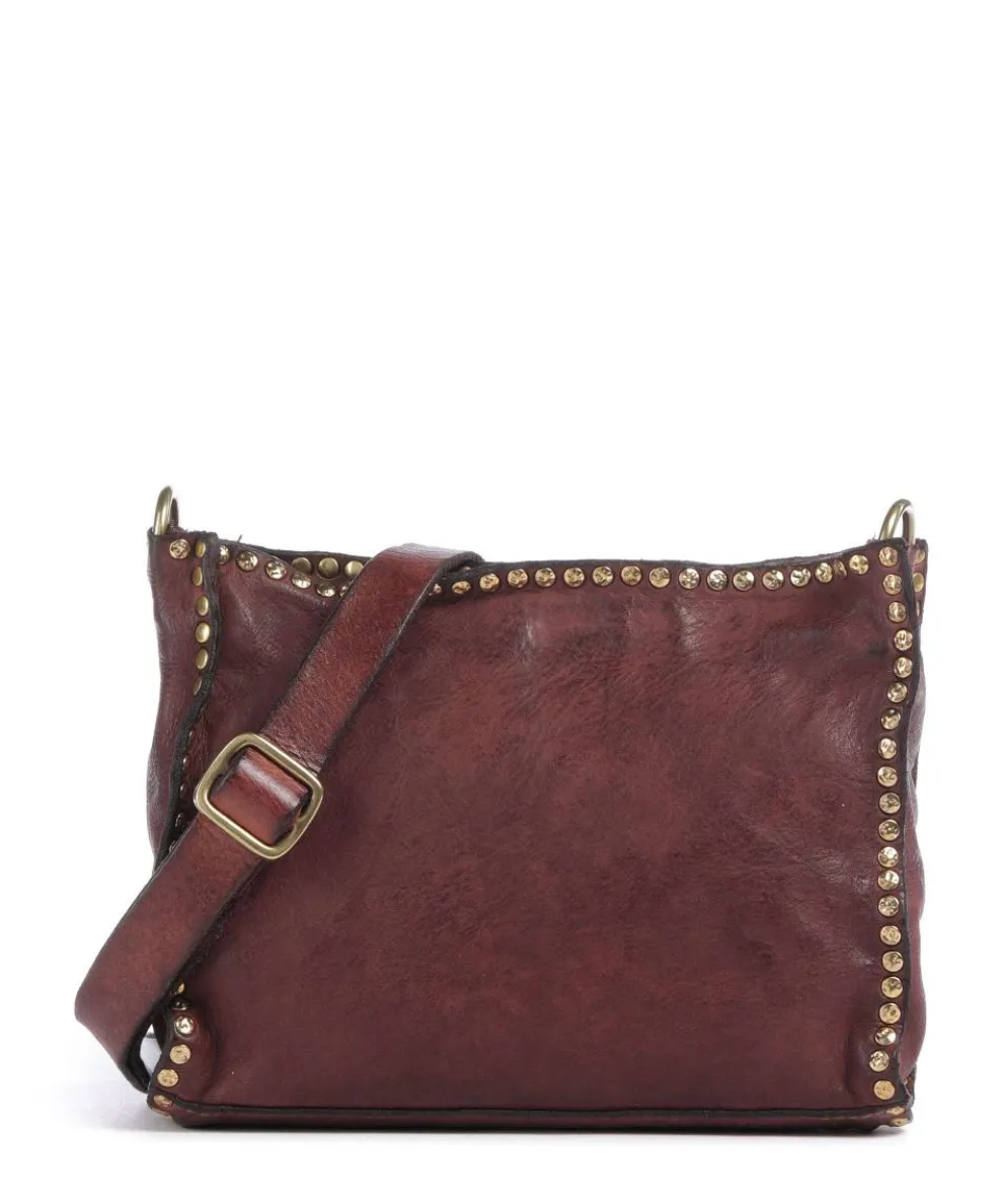 Crossbody bag fine grain cow leather dark red