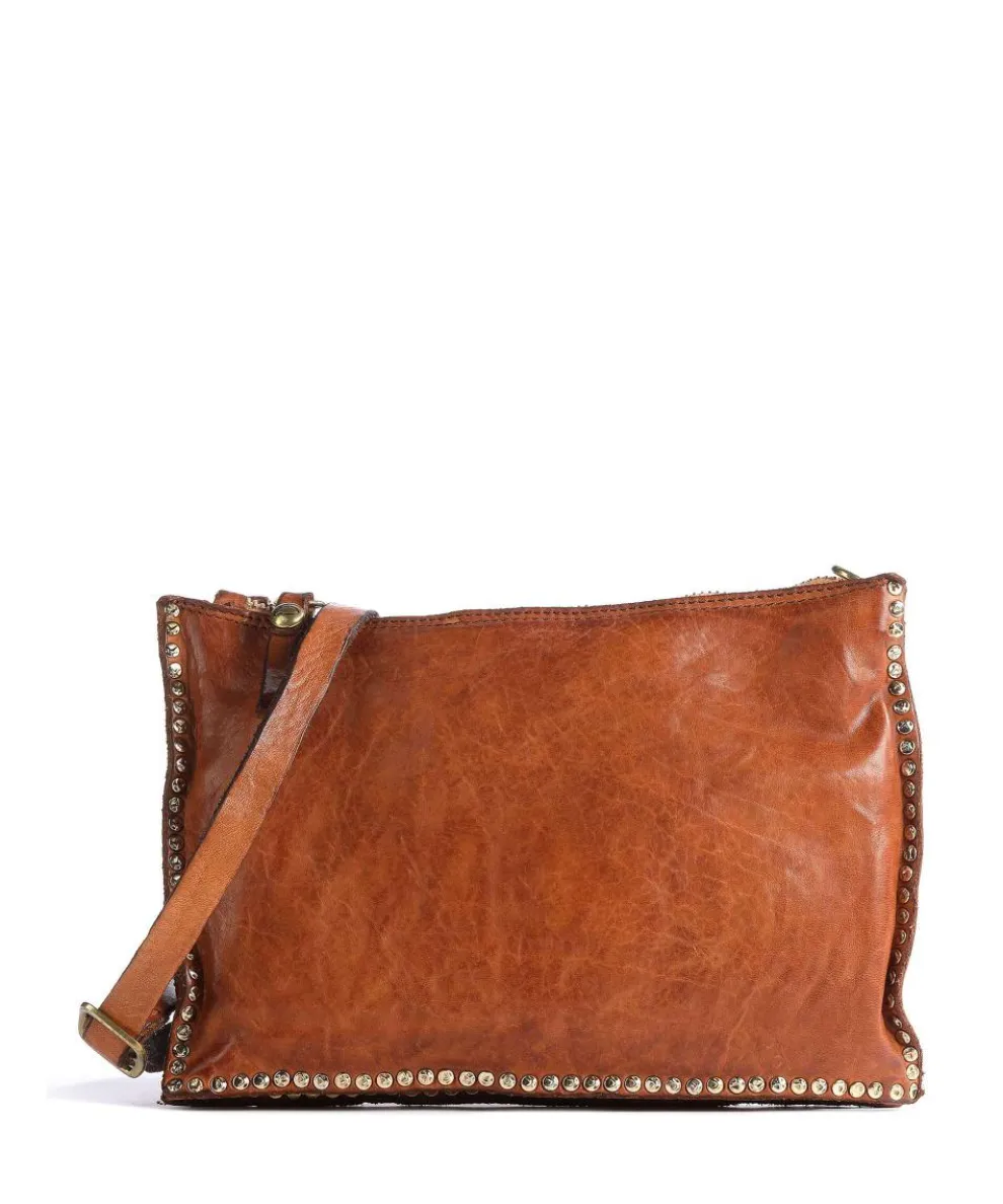 Crossbody bag fine grain leather cognac