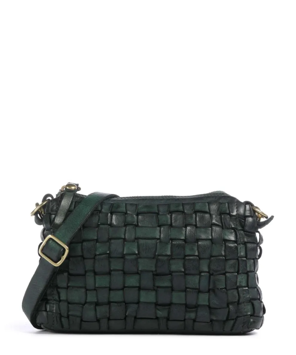 Crossbody bag fine grain cow leather dark green