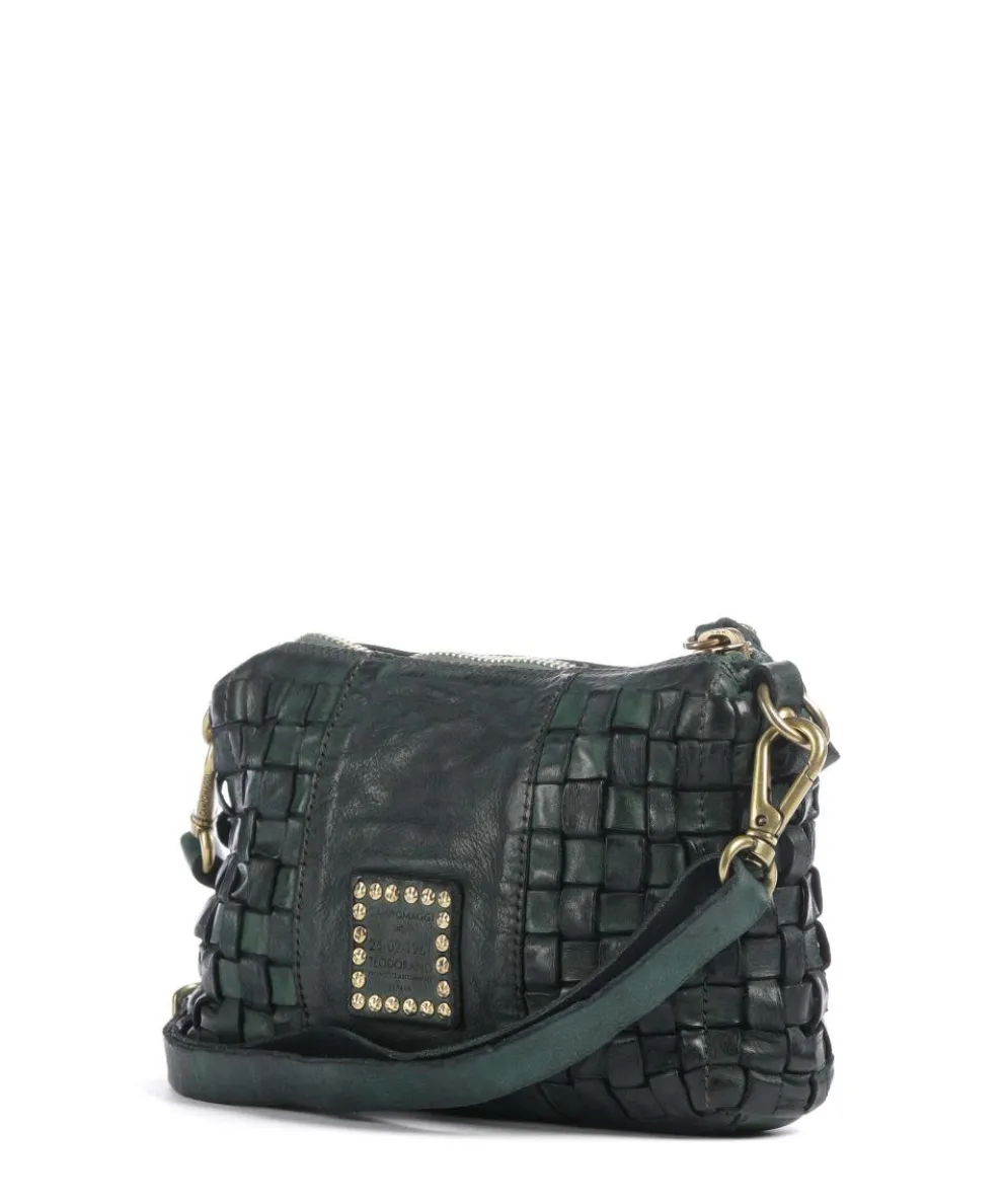 Crossbody bag fine grain cow leather dark green