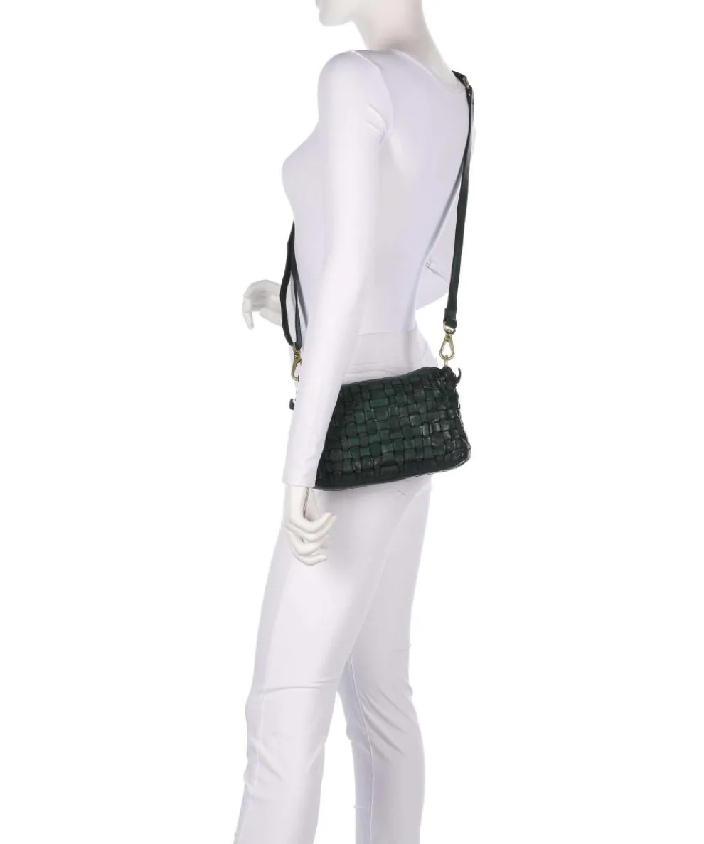 Crossbody bag fine grain cow leather dark green