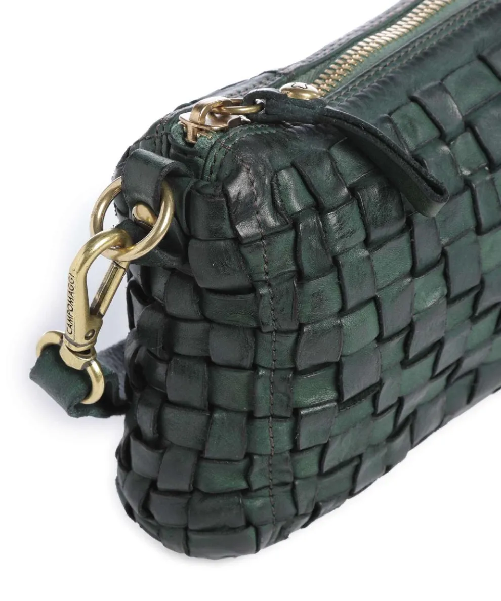 Crossbody bag fine grain cow leather dark green