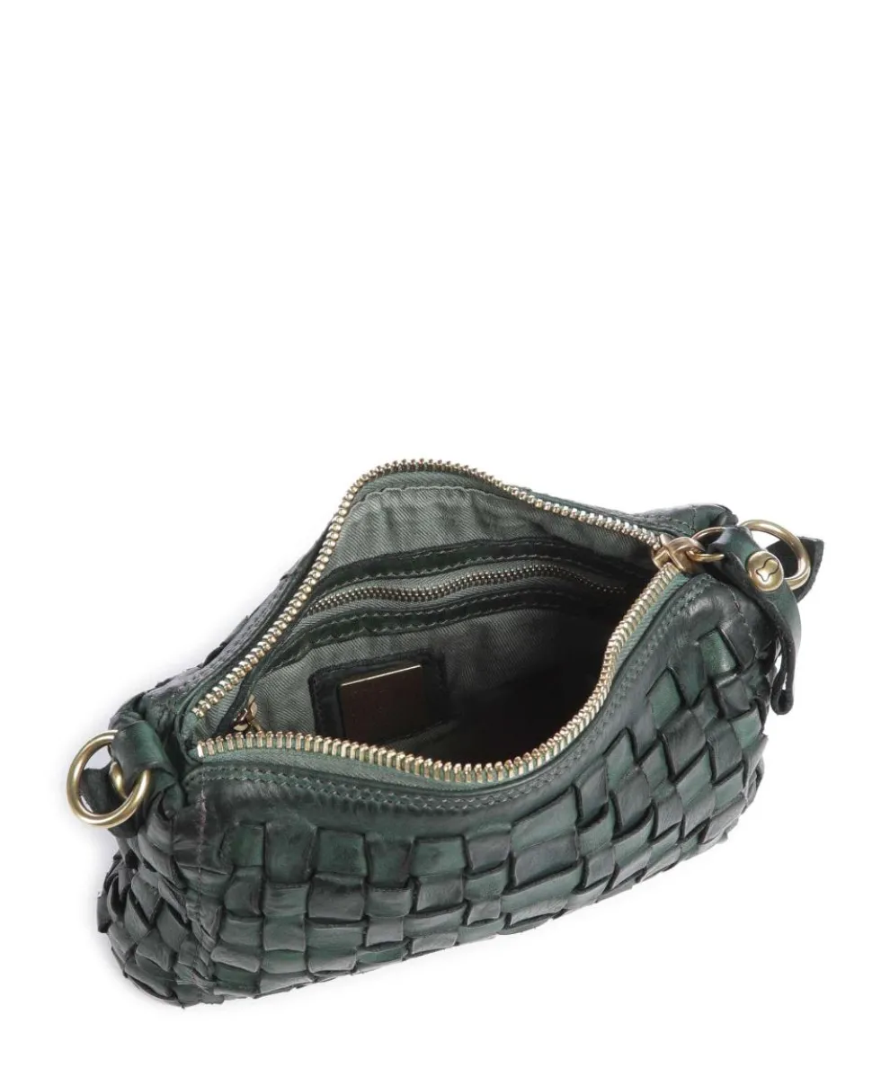 Crossbody bag fine grain cow leather dark green